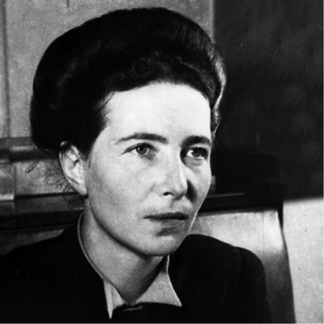 Photograph of Simone de Beauvoir.